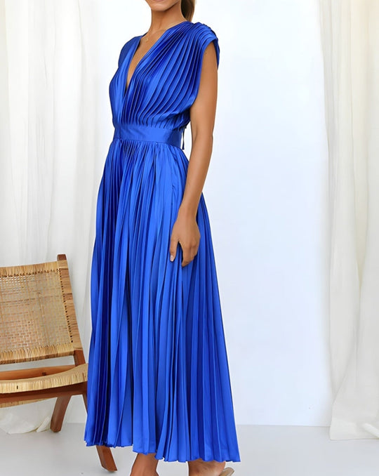 CELESTIA | ELEGANT PLEATED MIDI DRESS