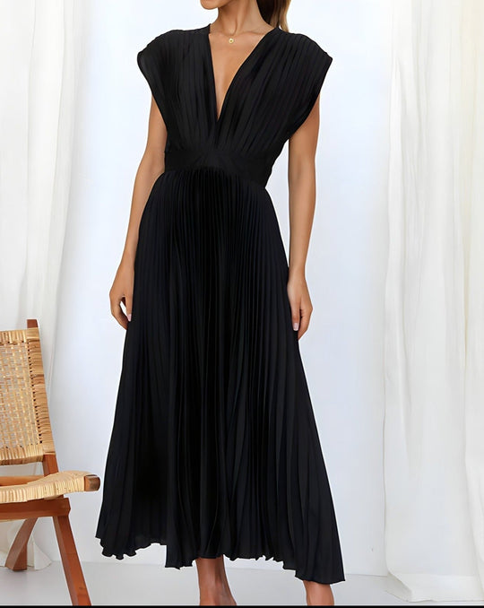 CELESTIA | ELEGANT PLEATED MIDI DRESS