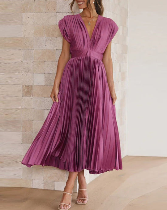 CELESTIA | ELEGANT PLEATED MIDI DRESS